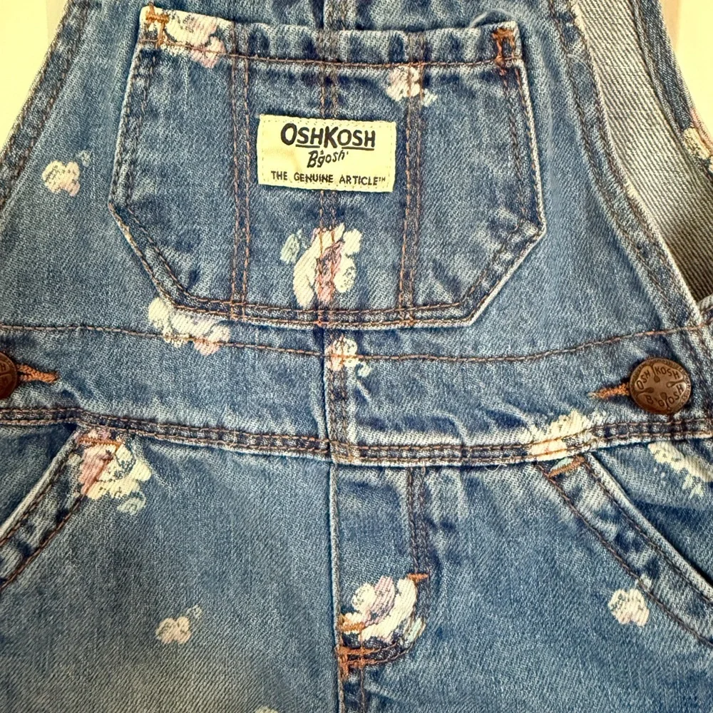 Adorable Floral Denim Baby Girl Overalls - Size 3-6 months